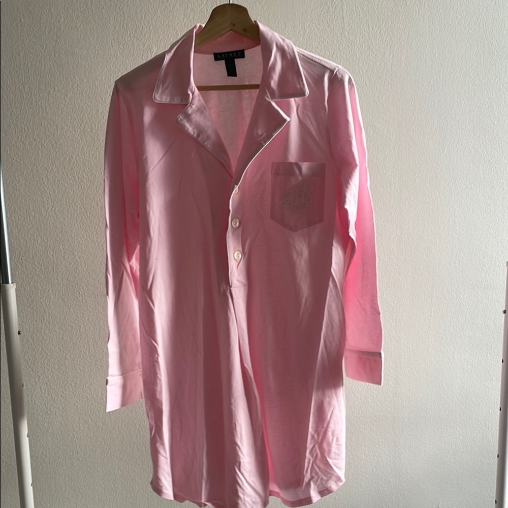 Ralph Lauren Pink Casual Button Down Sleep Shirt New